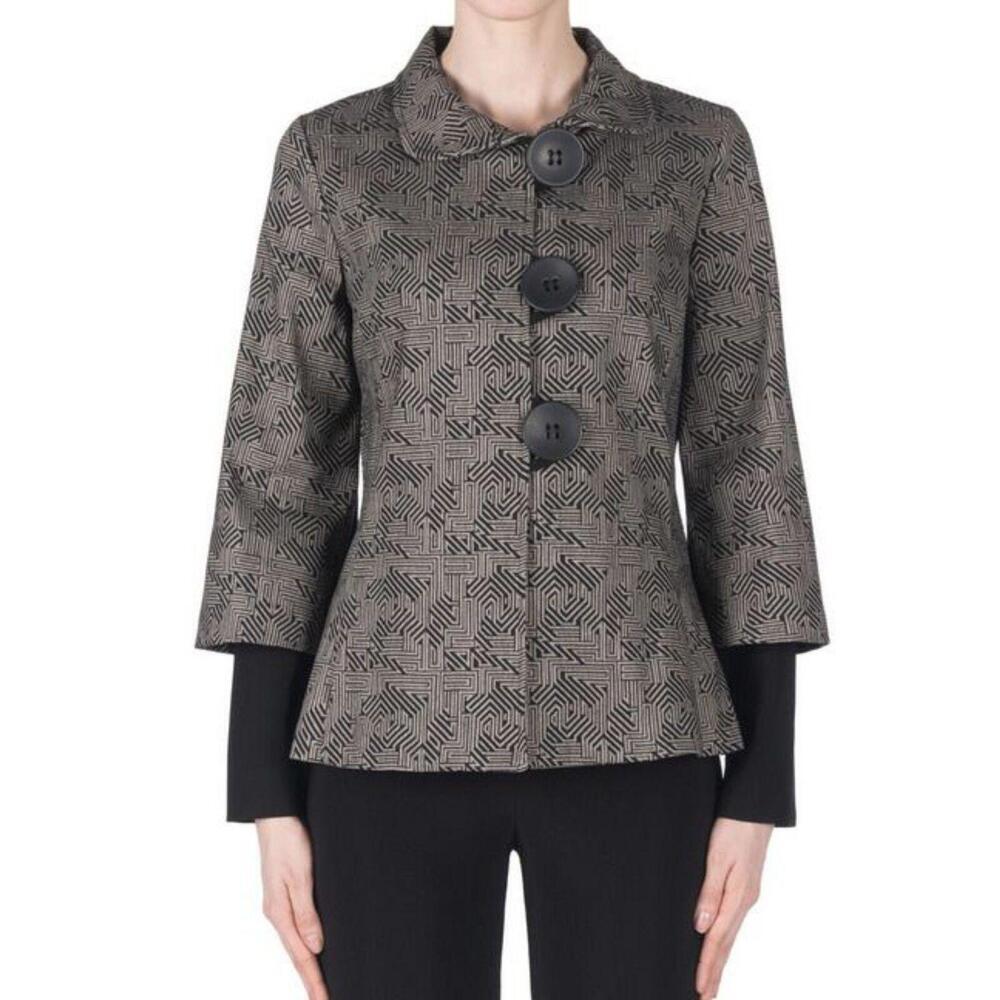 LKNW Flawless Joseph Ribkoff unique jacket big buttons gray black 8